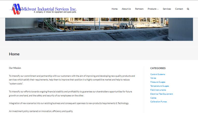 Midwest Industrial Services website home page