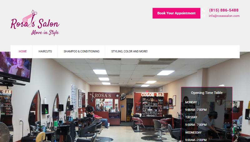 Rosa's Salon website home page