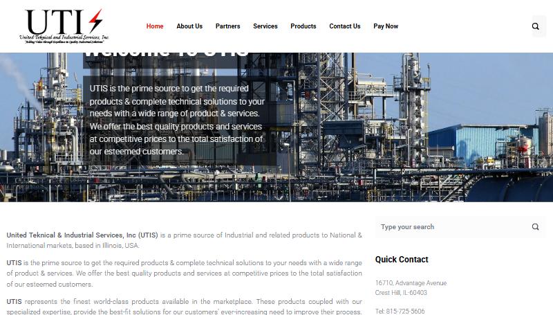 United Teknical and Industrial Services website home page
